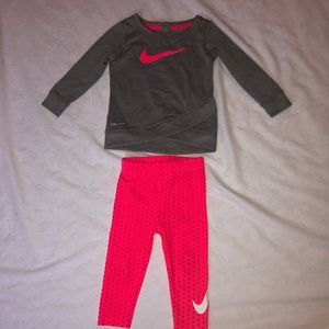 Nike dry fit baby toddler girl 12M pink gray